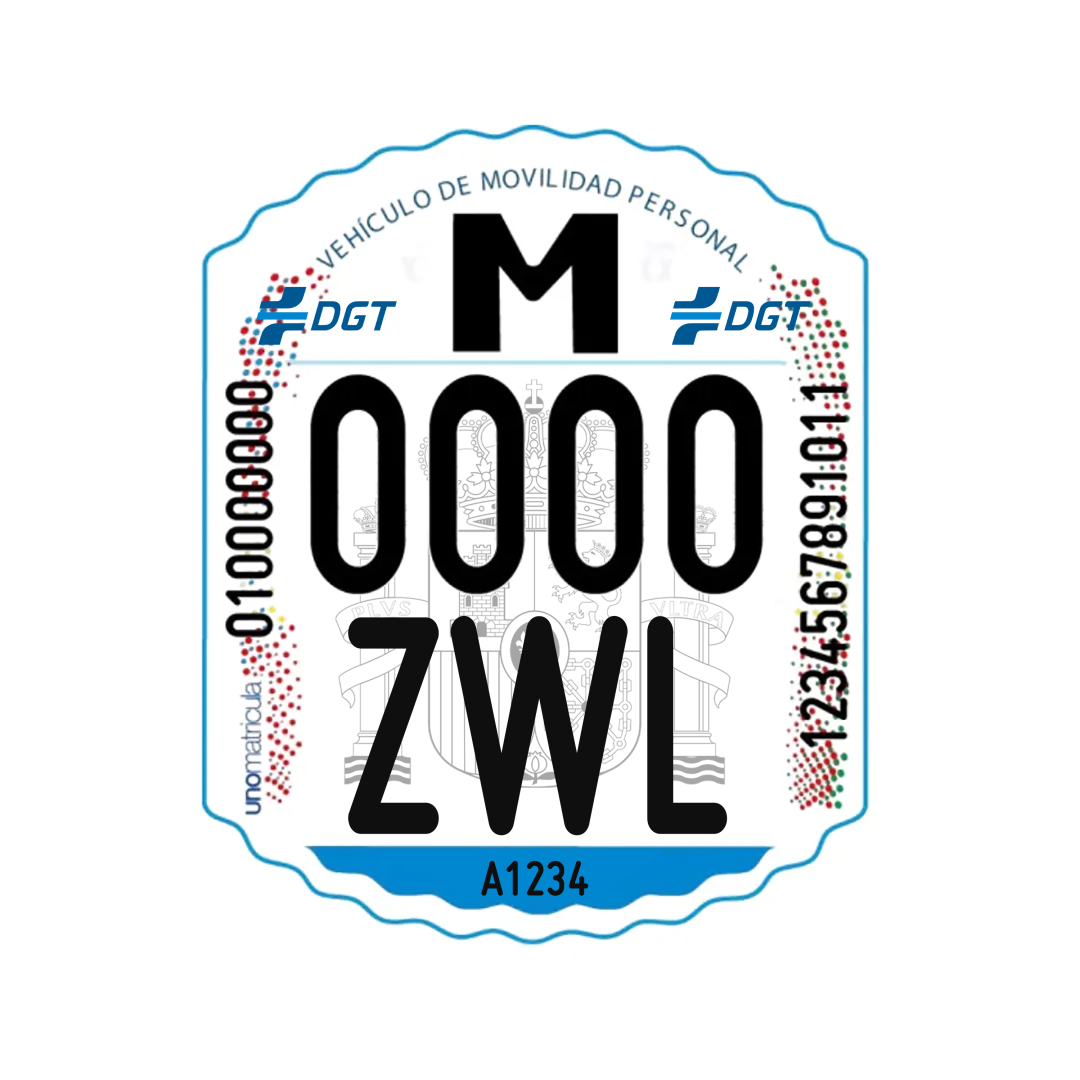 Matrícula adhesiva DGT - Todos los patinetes